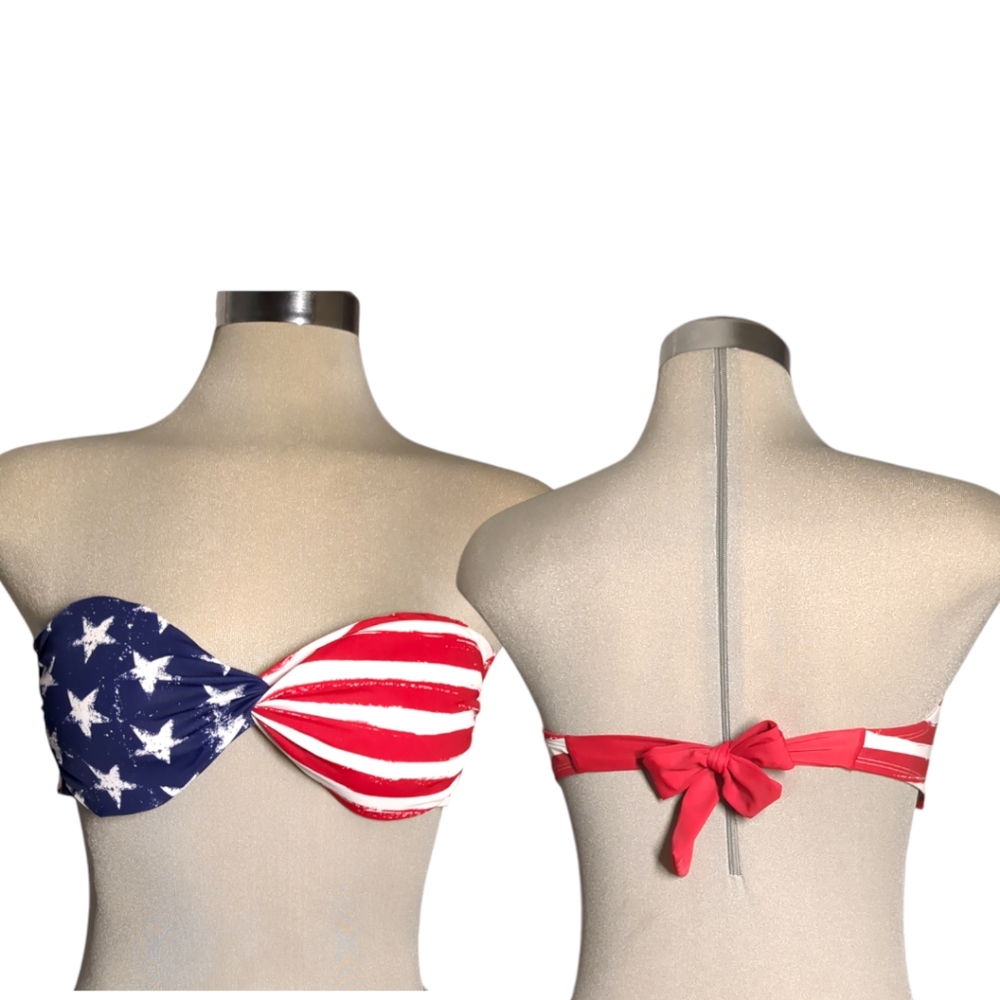 XHILARATION Red White and Blue Strapless Swimming Bra Size M